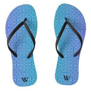 Blue Gradient Mandala Zen Pattern Personalized Flip Flops