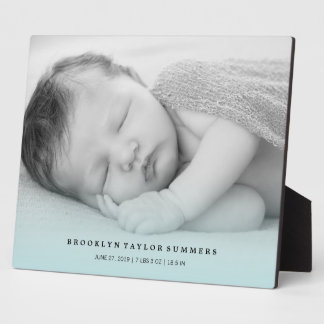 Blue Gradient Modern New Baby Photo Display Design Plaque