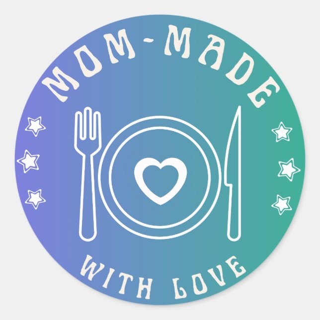 Blue Gradient Mom-made with Love Sticker (Front)