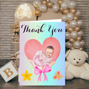 Blue Gradient Newborn Card   Hands Holding Baby
