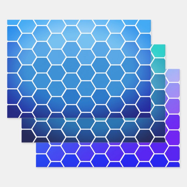Blue Gradient Pattern  Wrapping Paper Sheets (Set)