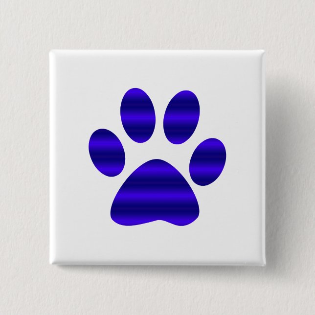 Blue Gradient Paw Print Button (Front)