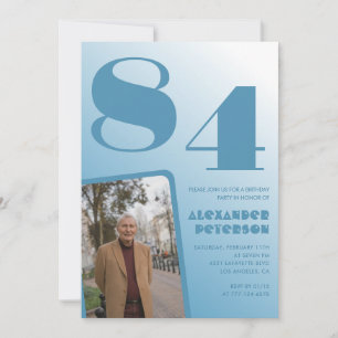 Blue Gradient Photo 84th birthday Invitation