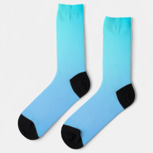 Blue gradient socks with black and white striped