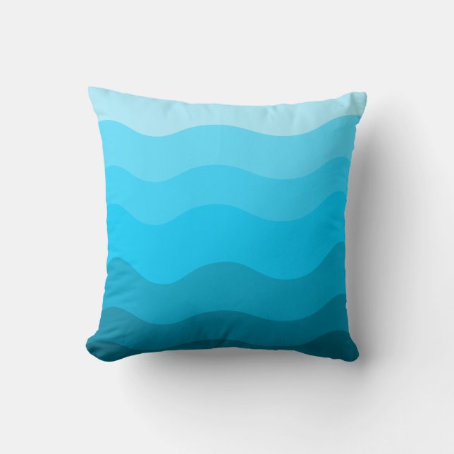 Blue gradient waves  throw pillow (Front)
