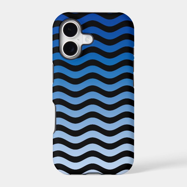 Blue Gradient Wavy Stripes Case-Mate iPhone Case (Back)