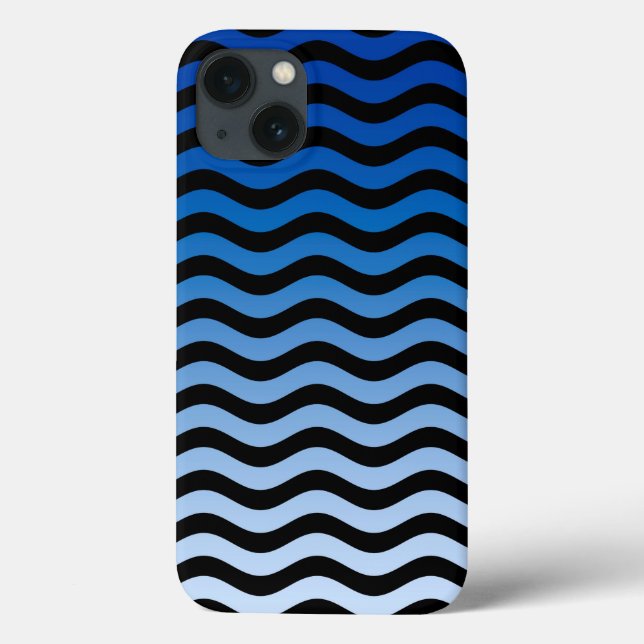 Blue Gradient Wavy Stripes Case-Mate iPhone Case (Back)