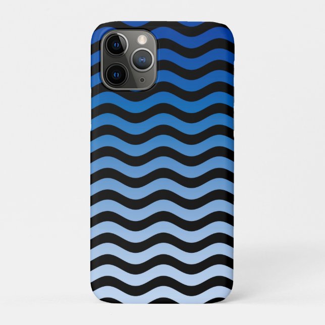 Blue Gradient Wavy Stripes Case-Mate iPhone Case (Back)