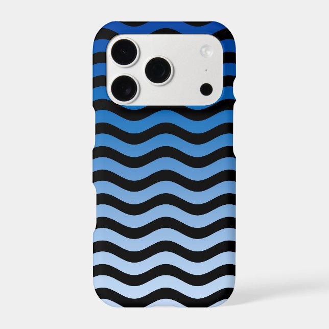 Blue Gradient Wavy Stripes Iphone Case (Back)