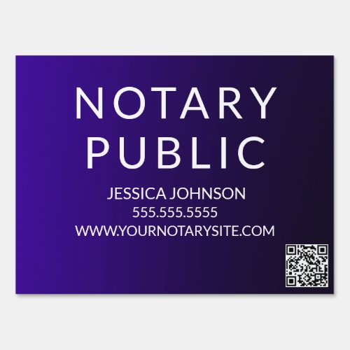 Blue Gradient  White Notary Public Outdoor Yard Sign