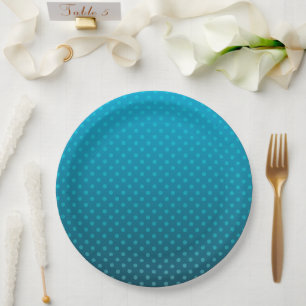 blue gradient with small polka dots paper plates