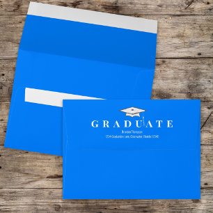 Blue Graduate Cap Modern Return Address Custom Envelope