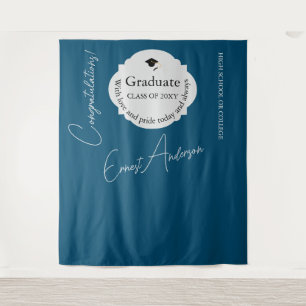 Blue Graduate Congratulations Graduation Backdrop