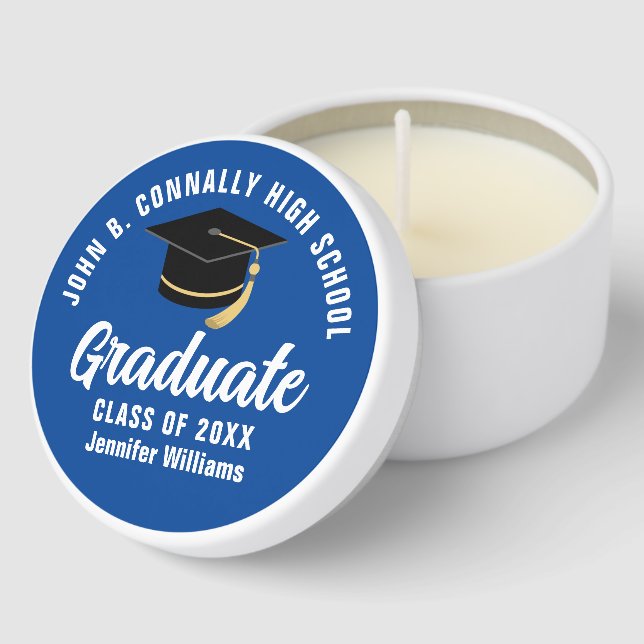 Blue Graduate Custom 2026 Graduation Party Mini Candle Favors (Corner)