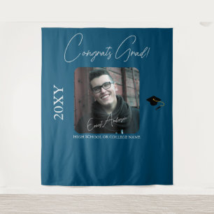 Blue Graduate Graduation Party Photo Backdrop