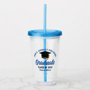Blue Graduate Personalized Graduation Party Acrylic Tumbler