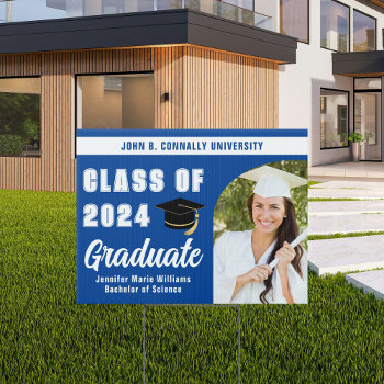 Blue Graduate Photo Arch 2024 Graduation Yard Sign by epicdesigns at Zazzle
