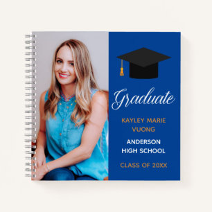 Blue Graduate Photo Autograph Graduation Guest Notebook