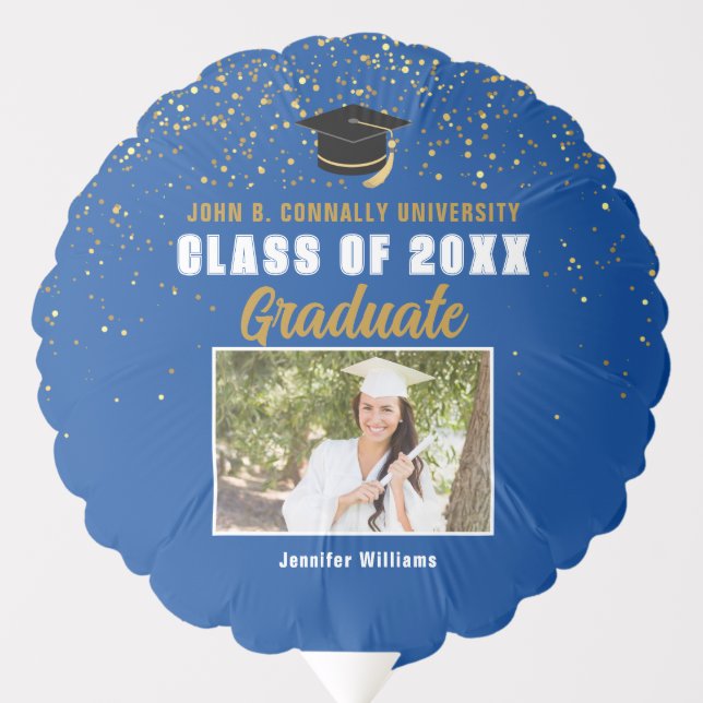 Blue Graduate Photo Class of 2025 Graduation Party Balloon (Front)