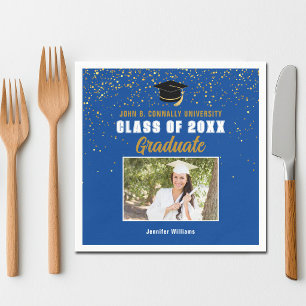 Blue Graduate Photo Class of 2026 Graduation Party Napkins