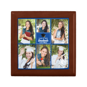 Blue Graduate Photo Collage 2024 Custom Graduation Gift Box