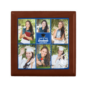 Blue Graduate Photo Collage Custom Graduation Gift Box