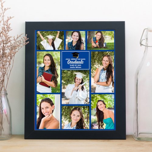 Blue Graduate Photo Collage Graduation Party