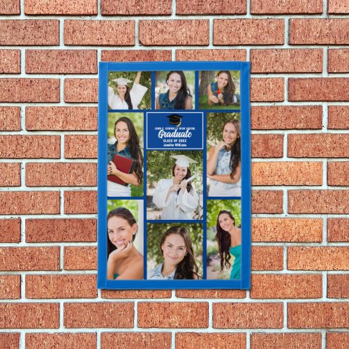 Blue Graduate Photo Collage Modern 2024 Graduation Pennant