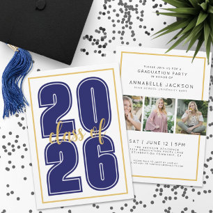 Blue Graduate Photo Graduation Invitation