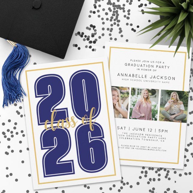 Blue Graduate Photo Graduation Invitation (Simple Blue Graduate Photo Graduation Invitation)