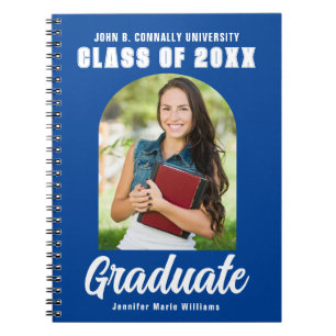 Blue Graduate Photo Modern Graduation Keepsake Notebook