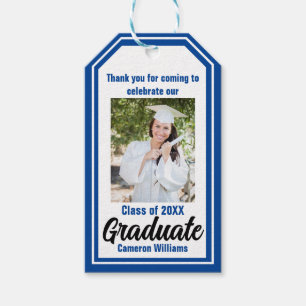Blue Graduate Photo Personalized Graduation Gift Tags