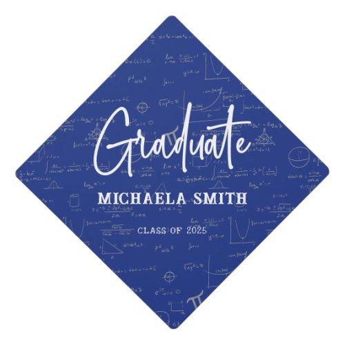 Blue Graduate Script Math Graduation