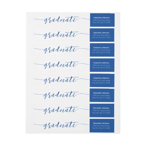 Blue Graduate Script Modern Wrap Around Label