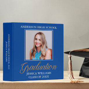 Blue Graduation 2024 Senior Portrait Photo Album 3 Ring Binder