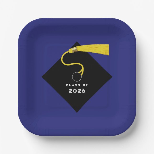 Blue Graduation 2026 Party Paper Plates (Front)