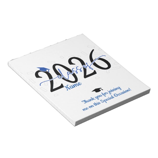 Blue Graduation Candy Bar Wraps Party Favor Notepad (Angled)