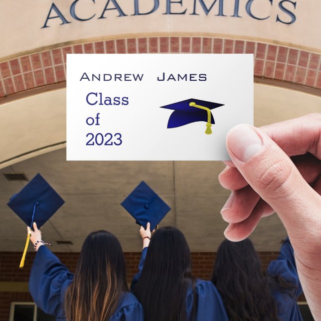 Blue graduation cap 2023 - name card