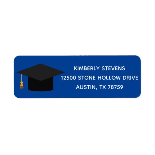 Blue Graduation Cap 2024 Party Return Address Label