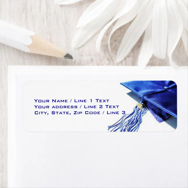 Blue Graduation Cap Address Labels Zazzle