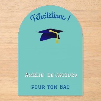 Blue graduation cap - Congrats in French