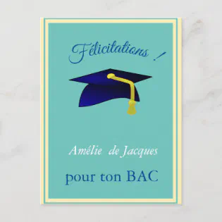 Blue graduation cap - Congrats in French Postcard