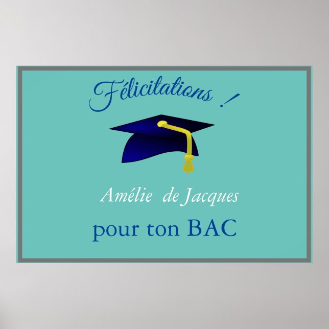 Blue graduation cap - Congrats in French   Poster (Front)