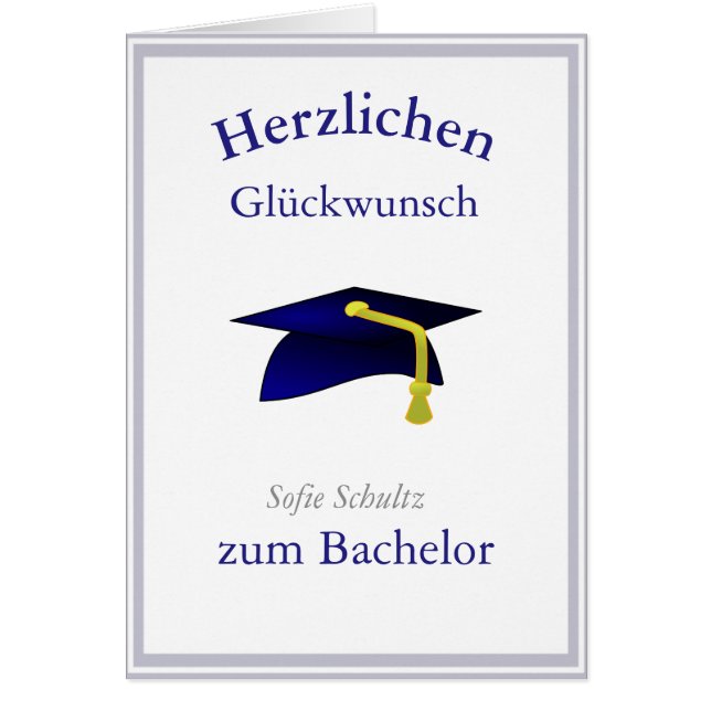 blue graduation cap - Congrats in German Cards (Front)