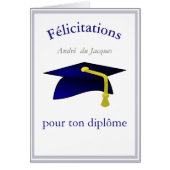 blue graduation cap - Congratulations in French (Front)