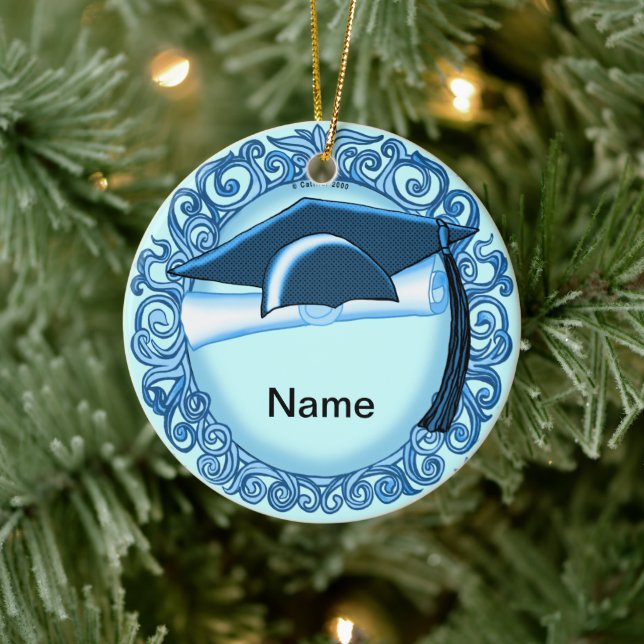 Blue Graduation Cap custom ornament  (Tree)