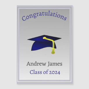 blue graduation cap in silver - Congratulations