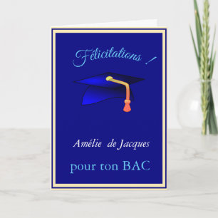 Blue graduation cap no2 - Congrats in French Card