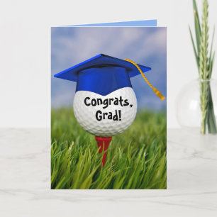Blue Graduation Cap On Golf Ball  Card