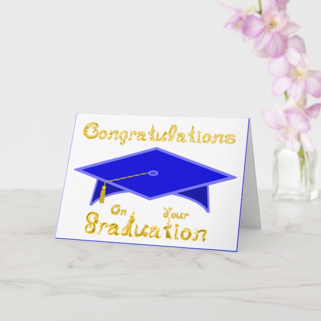 Blue Graduation Cap Printable Party Hat or  Card (Orchid)